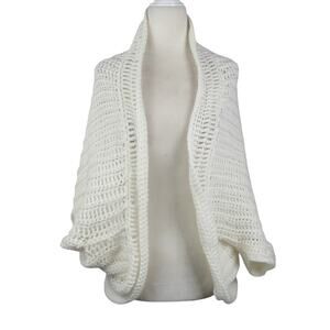 Vintage Cream Knit Dolman Sleeve Bolero Shrug Cardigan Sweater